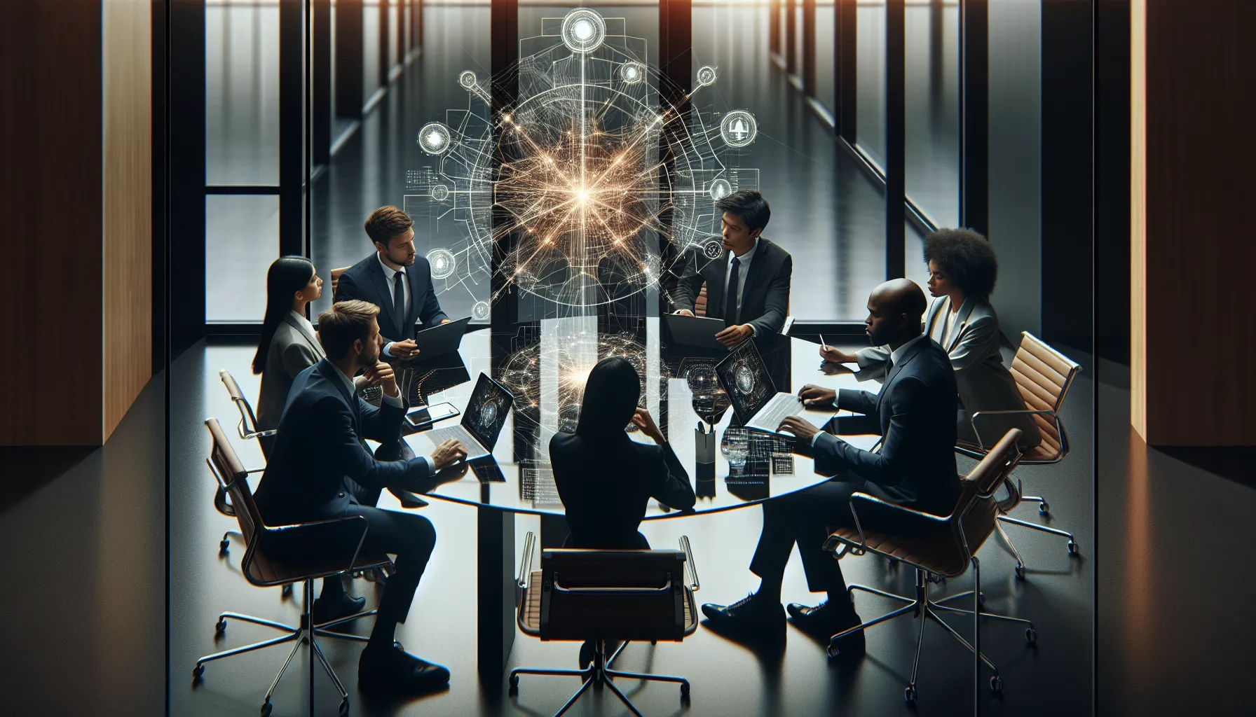 diverse IT team discussing IP addresses in a modern office.