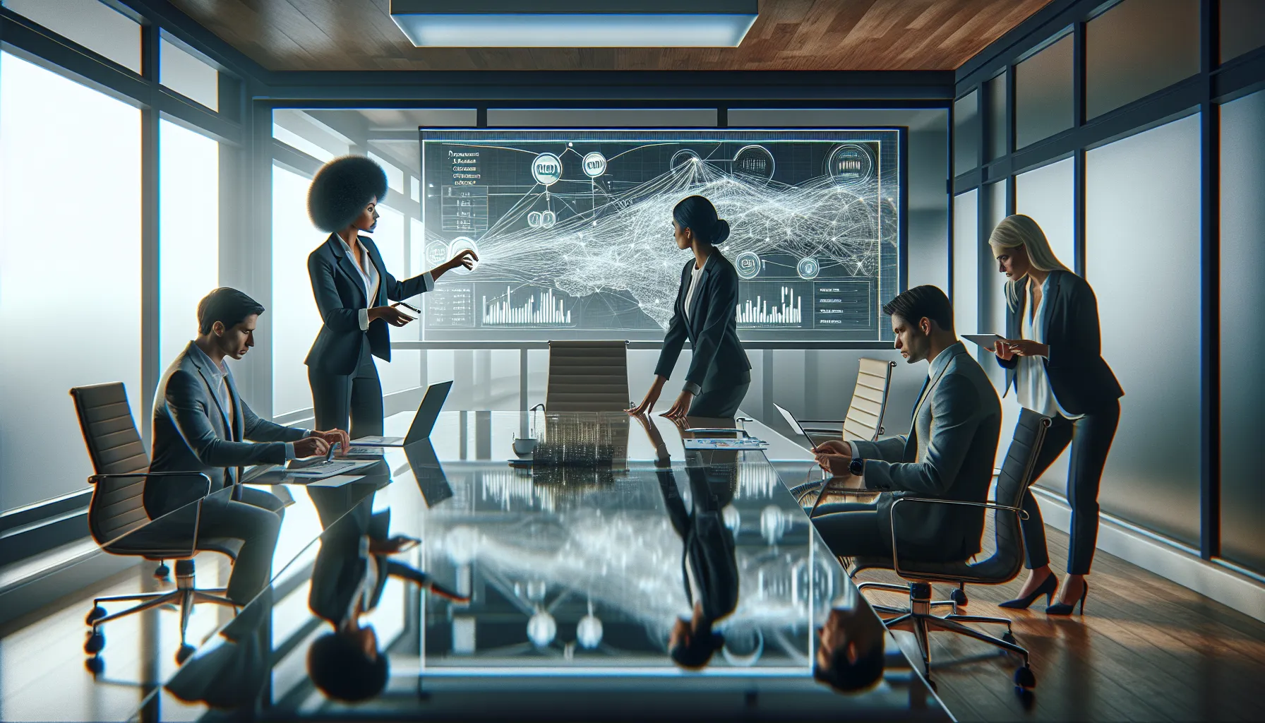 diverse IT team discussing network gating in a modern office.