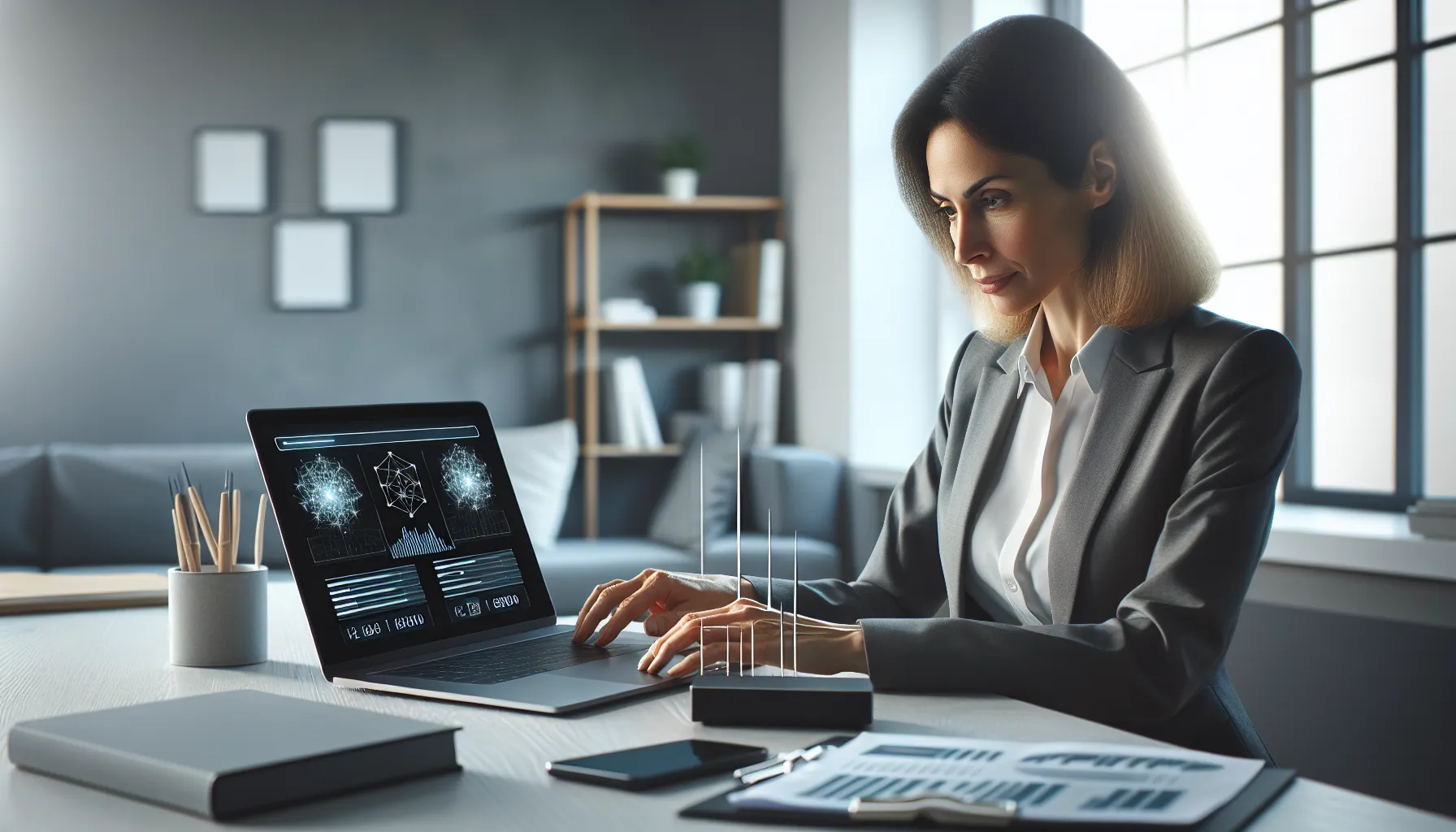 cybersecurity expert analyzing local IP addresses in a modern office.